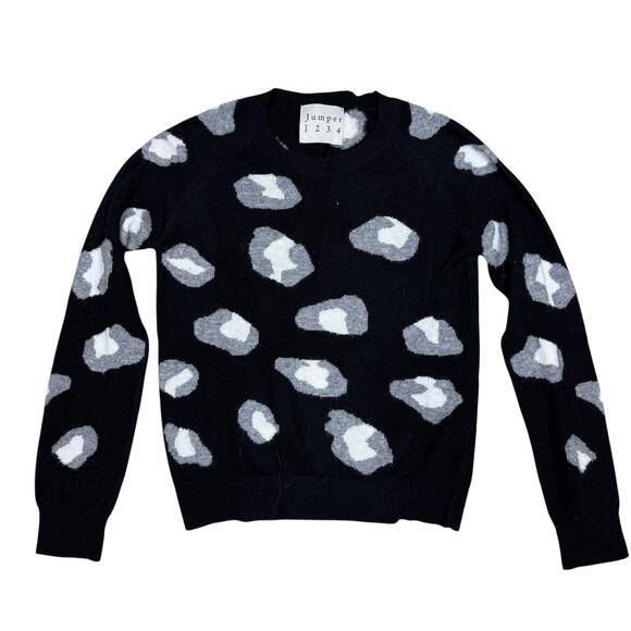 Jumper 1234 100% cashmere black and white leopard print sweater XS - Picture 5 of 7